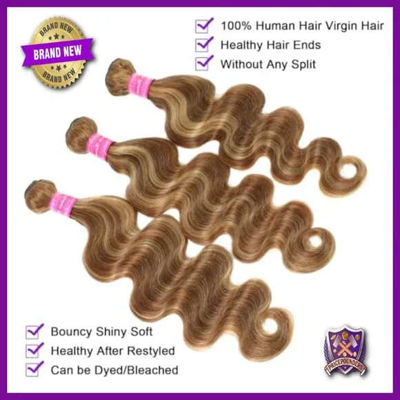 Human Hair Extensions 4 Bundles with Closure Body Wave 30 Inch